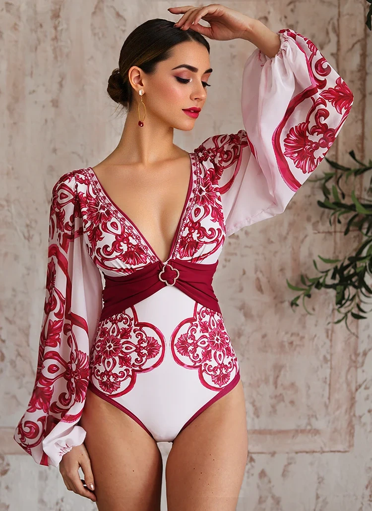 Pink swimsuit model