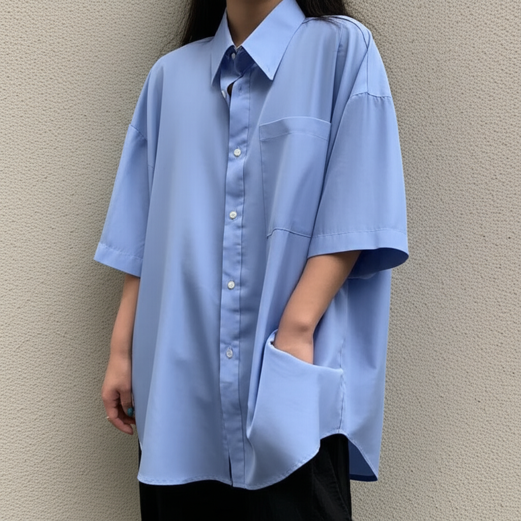 Oversized button-up shirt in lightweight cotton.